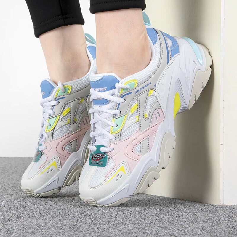 斯凯奇女鞋时尚机甲鞋厚底增高机能风老爹鞋女休闲运动鞋 896115-WMLT