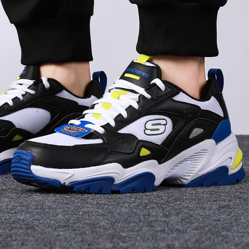 斯凯奇男鞋熊猫鞋时尚机甲风运动鞋厚底增高老爹鞋休闲鞋 237209-BKMT