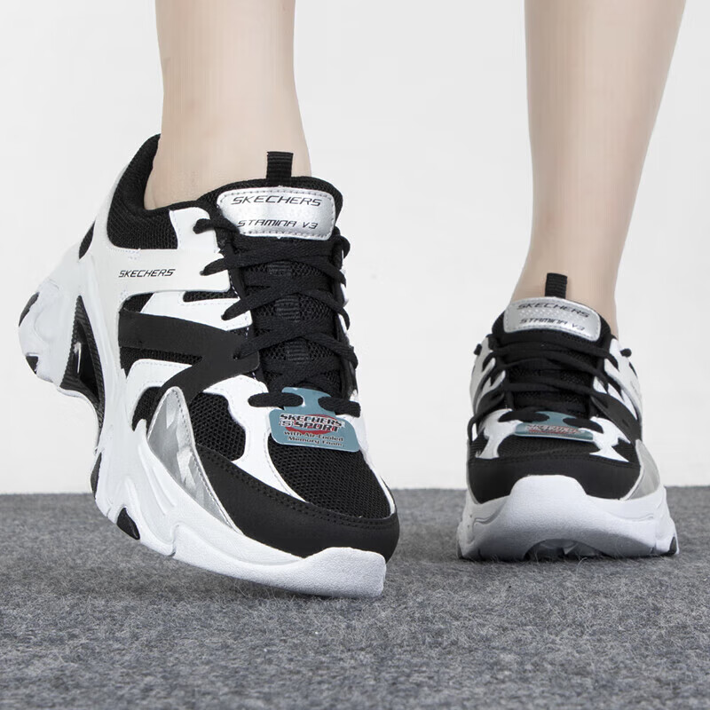 斯凯奇女鞋复古时尚STAMINA V3潮流轻便运动鞋休闲鞋 896071-BKW