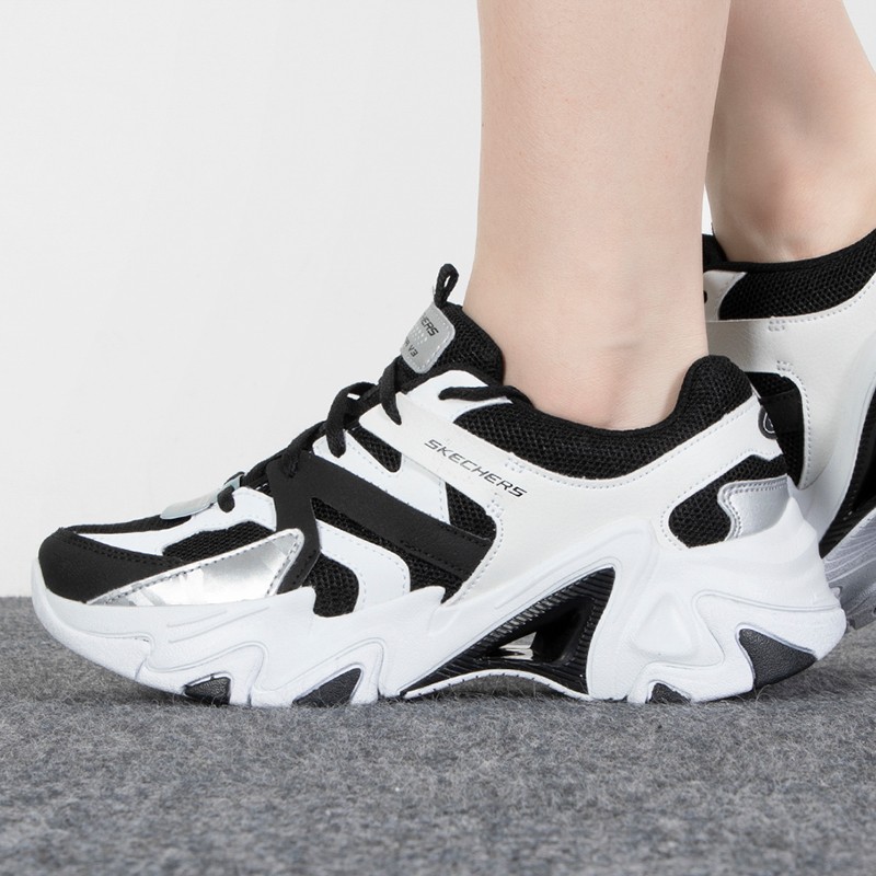 斯凯奇女鞋 运动鞋时尚潮流休闲鞋复古厚底熊猫鞋 896071-BKW