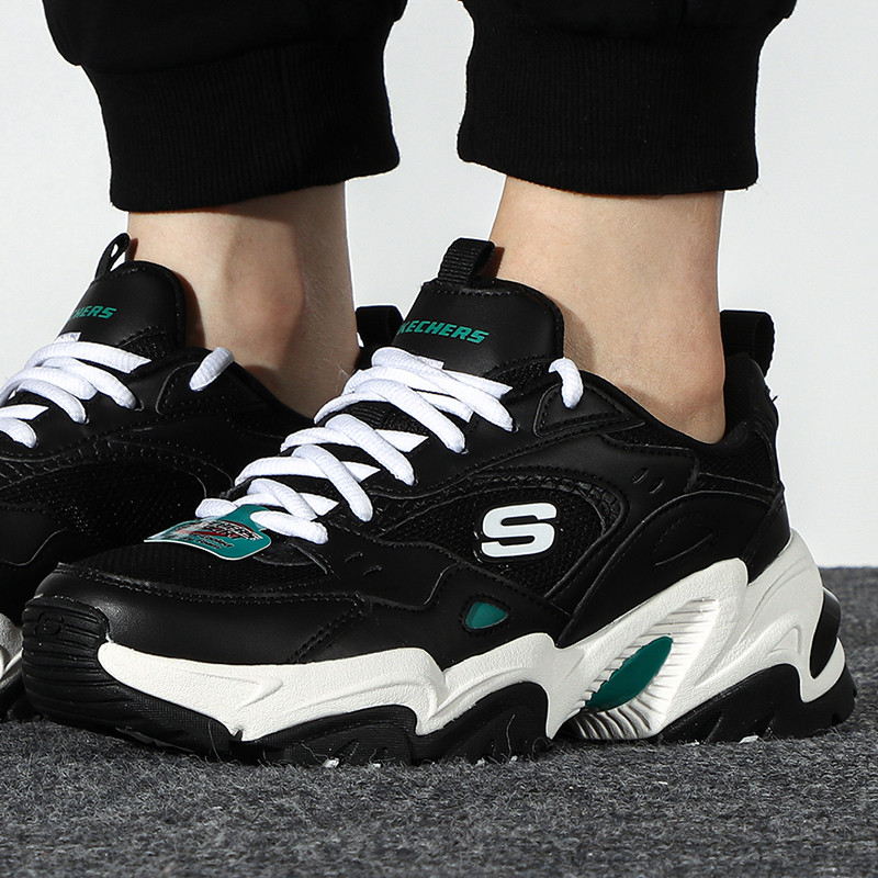 斯凯奇女鞋舒适厚底老爹鞋熊猫鞋低帮透气休闲鞋防滑耐磨运动鞋 149510-BKGR