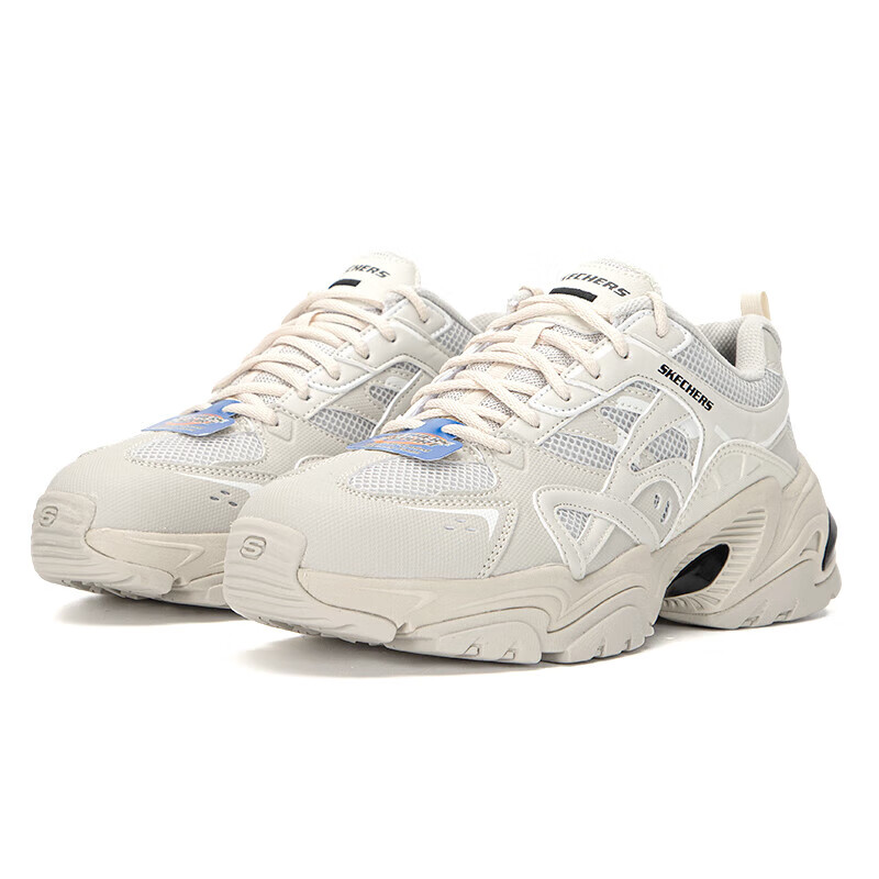 斯凯奇男鞋白色熊猫鞋机甲鞋男士复古绑带运动鞋休闲鞋 237234-OFWT