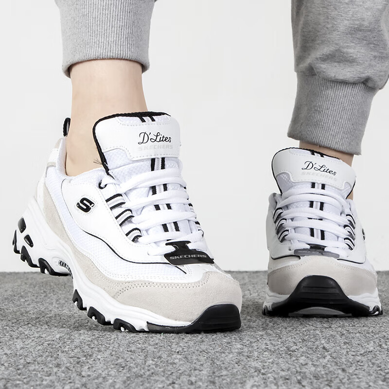 斯凯奇女鞋 复古老爹鞋运动鞋时尚潮流熊猫鞋休闲鞋 88888008-WLGY