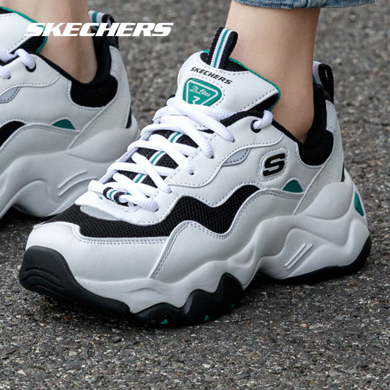 斯凯奇女鞋运动鞋经典熊猫鞋厚底增高时尚老爹鞋 88888398-WGRN