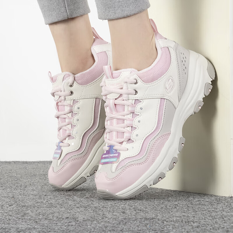 斯凯奇女鞋休闲鞋户外低帮保暖耐磨熊猫鞋透气潮流老爹鞋运动鞋 8730057-PKGY