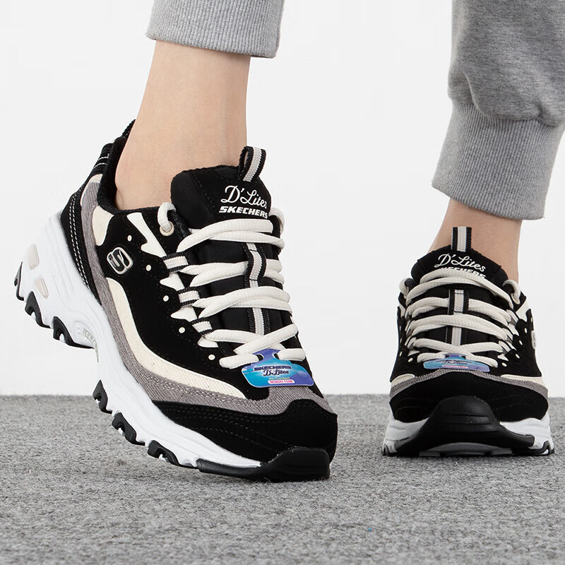 斯凯奇女鞋运动鞋时尚潮流休闲鞋复古厚底熊猫鞋 149906-BKNT