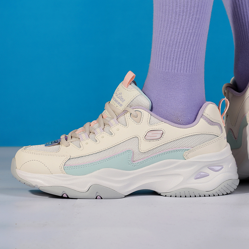 斯凯奇女鞋 运动鞋时尚绑带潮流休闲鞋复古厚底舒适防滑耐磨熊猫鞋 149491-NTMT