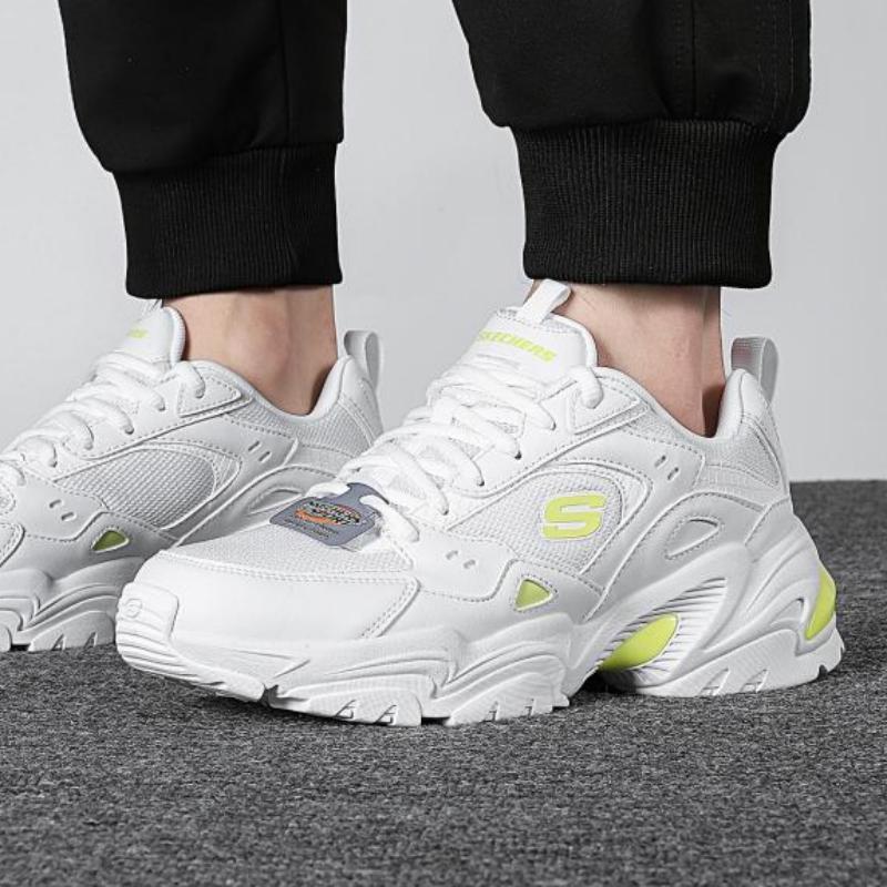 斯凯奇男鞋熊猫鞋厚底老爹鞋子时尚潮流休闲鞋缓震运动鞋 237163-WLM