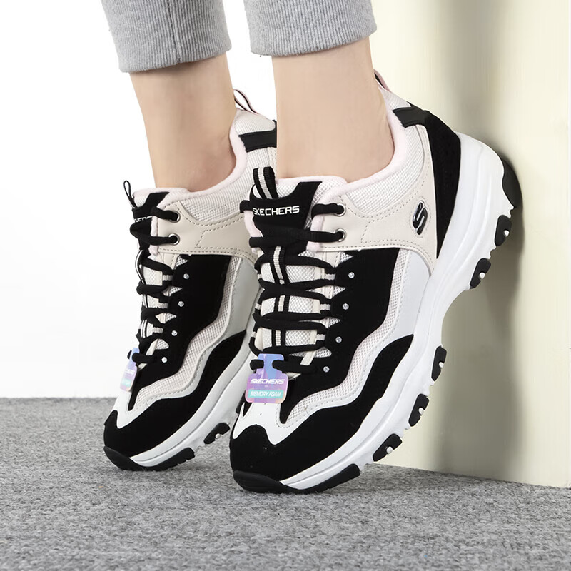 斯凯奇女鞋老爹鞋熊猫鞋舒适休闲鞋时尚运动鞋棉鞋 8730074-BKNT