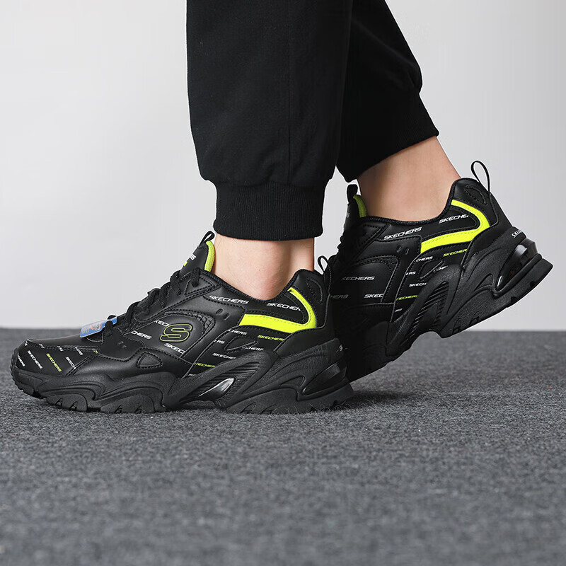 斯凯奇男鞋运动鞋复古熊猫鞋耐磨舒适透气鞋子休闲鞋 237176-BLK