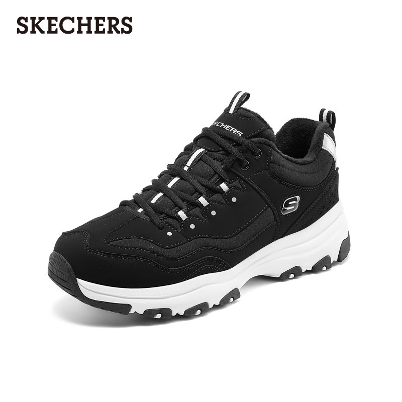 斯凯奇休闲鞋男加绒保暖老爹鞋轻便复古运动鞋8790122-BLK