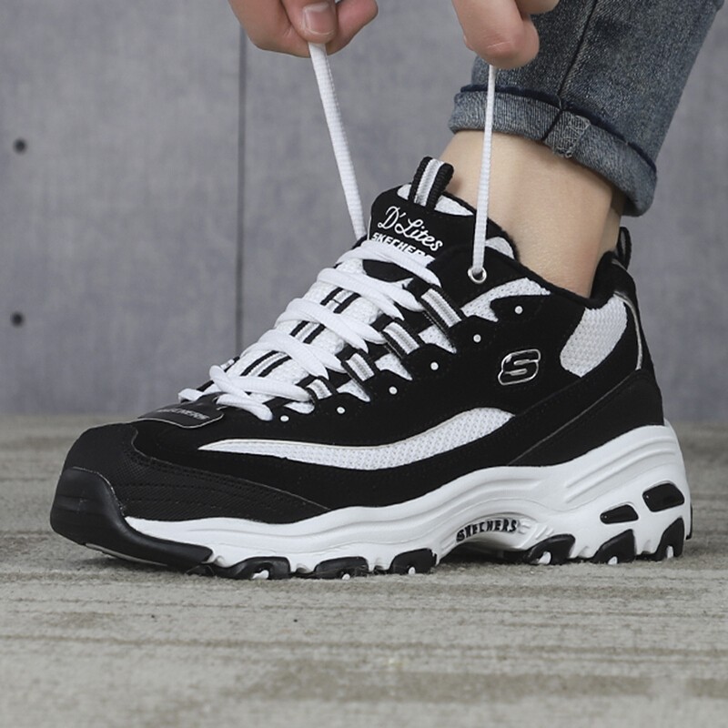 斯凯奇女鞋 户外运动鞋潮流复古时尚熊猫鞋休闲鞋 66666254-BKW