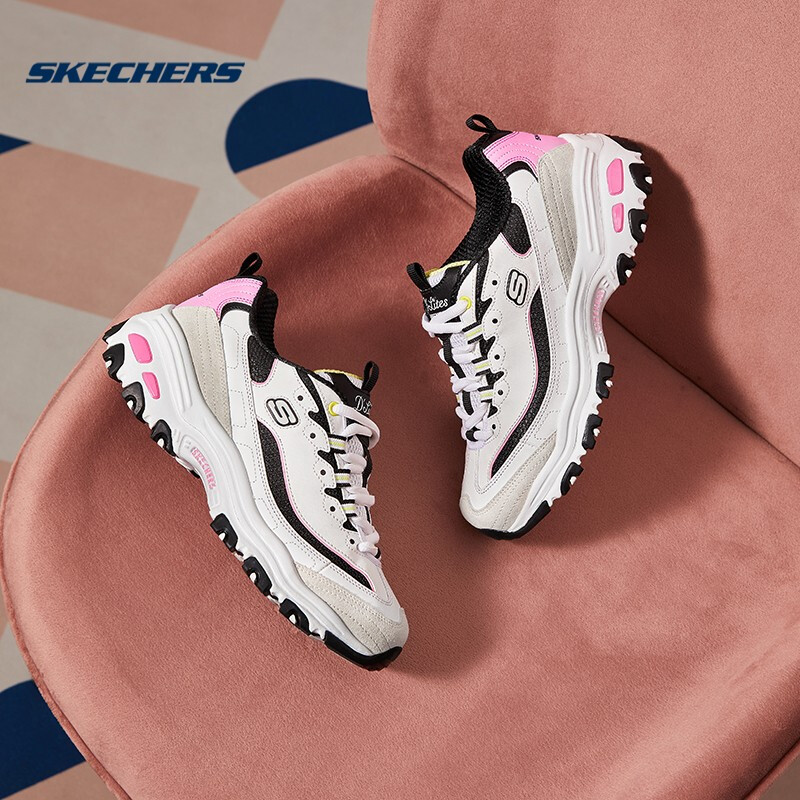 斯凯奇女子时尚反毛皮拼接运动鞋 复古厚底拼色熊猫鞋11947 11947-WBPK