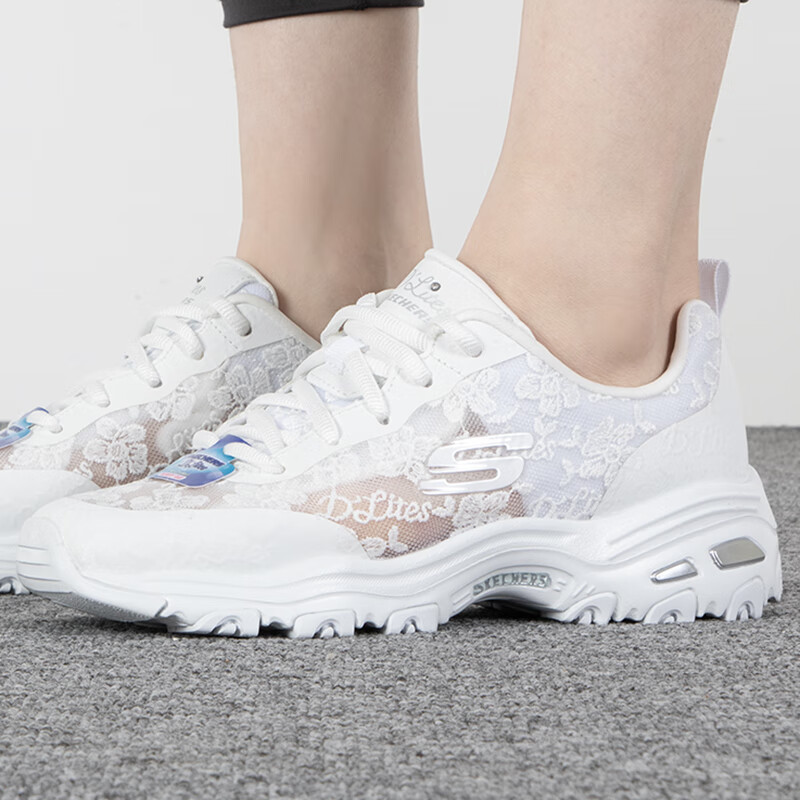 斯凯奇女鞋 运动鞋时尚潮流休闲鞋复古厚底熊猫鞋 896196-WHT