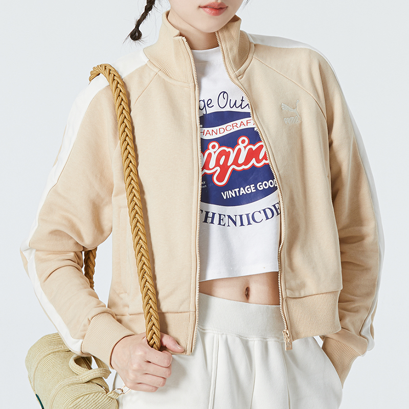 彪马女外套运动休闲服T7跑步透气立领开衫针织夹克 531412-67