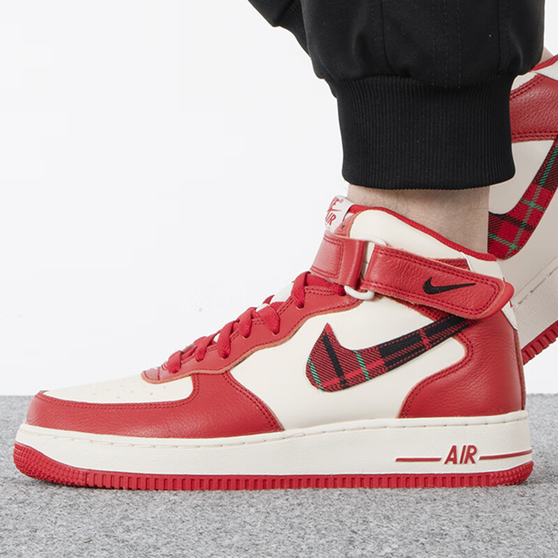 耐克男鞋 AIR FORCE 1 Mid 红白中帮空军一号滑板鞋透气休闲鞋 DV0792-101