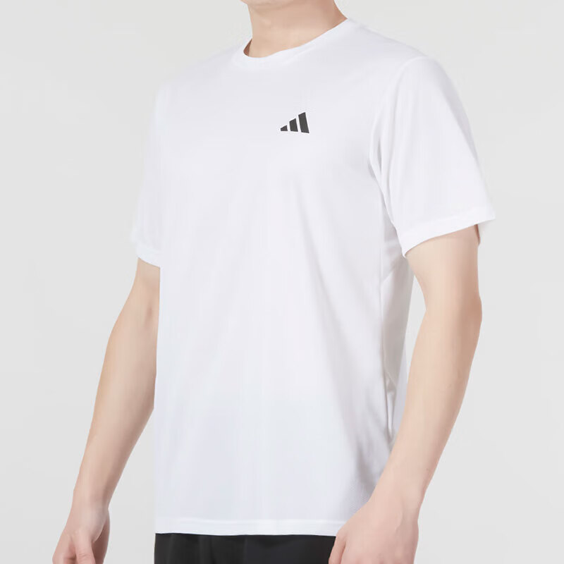 阿迪达斯男装运动服跑步训练快干透气白色短袖t恤衫半袖 IC7430
