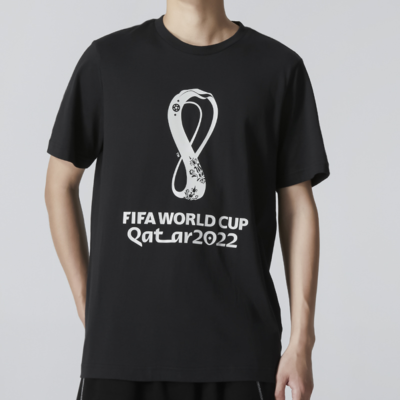 阿迪达斯 男装 卡塔尔世界杯足球健身时尚印花休闲服舒适宽松短袖T恤上衣 HD6367