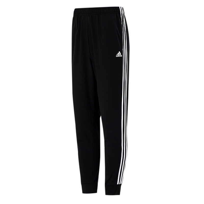 Adidas阿迪达斯裤子男子2021秋季新款时尚跑步训练透气直筒三条纹针织休闲运动长裤小脚裤 H46105