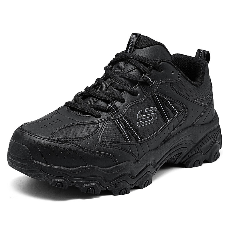 斯凯奇Skechers男鞋秋冬2024新款厚底增高老爹鞋减震耐磨运动鞋防滑户外休闲鞋 237692-BBK