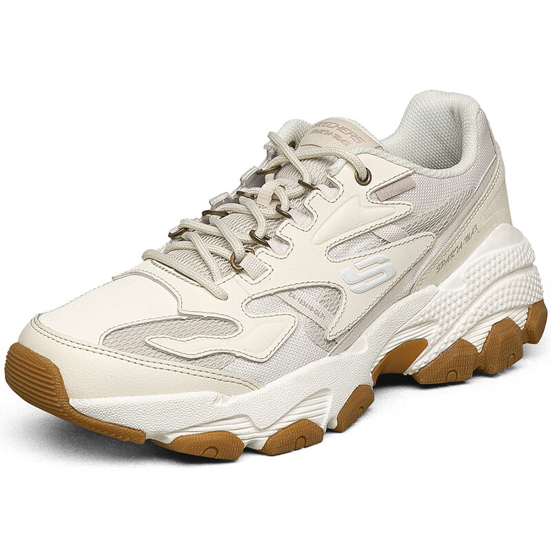 斯凯奇Skechers男鞋秋冬2024新款厚底增高老爹鞋户外鞋网面徒步鞋休闲舒适运动鞋 237121-OFWT
