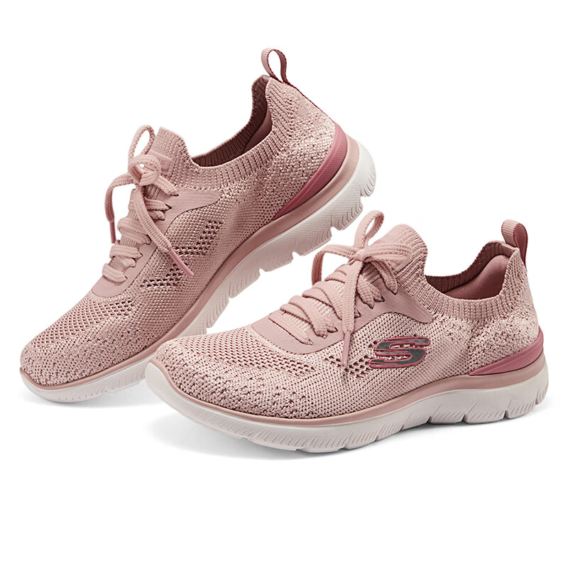 斯凯奇Skechers女鞋2024秋冬新款一脚穿网面健步鞋缓震轻便运动鞋假系带休闲鞋 150122-ROS