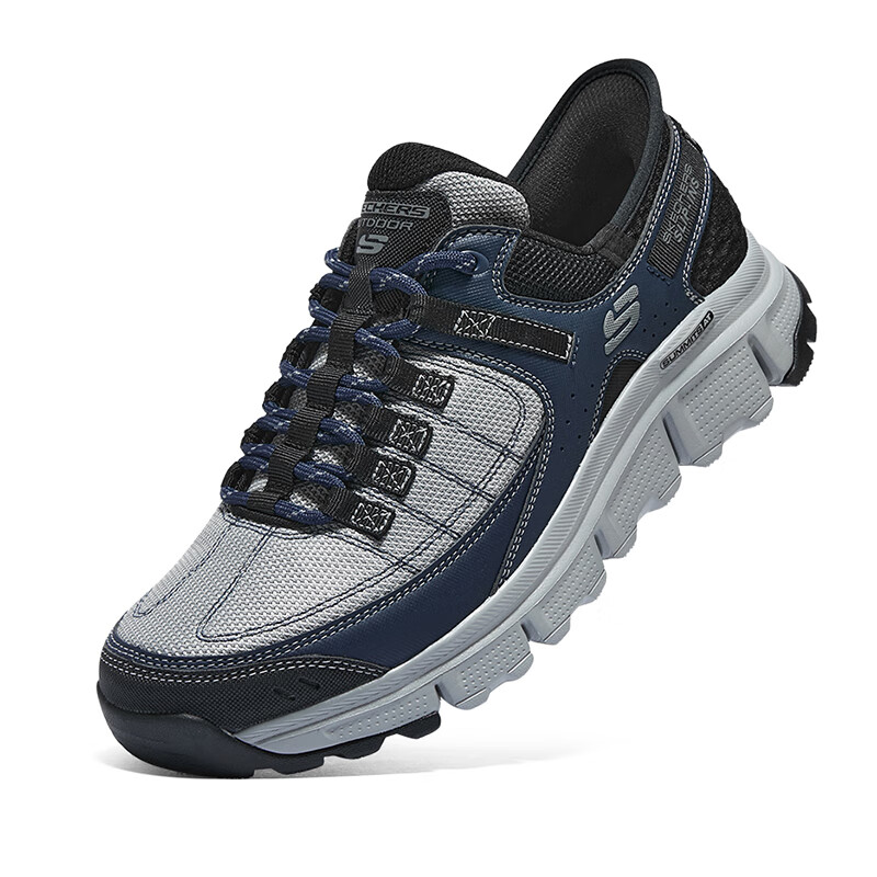 斯凯奇Skechers男鞋秋季2024新款厚底减震户外鞋防滑耐磨运动鞋一脚穿休闲闪穿鞋 237622