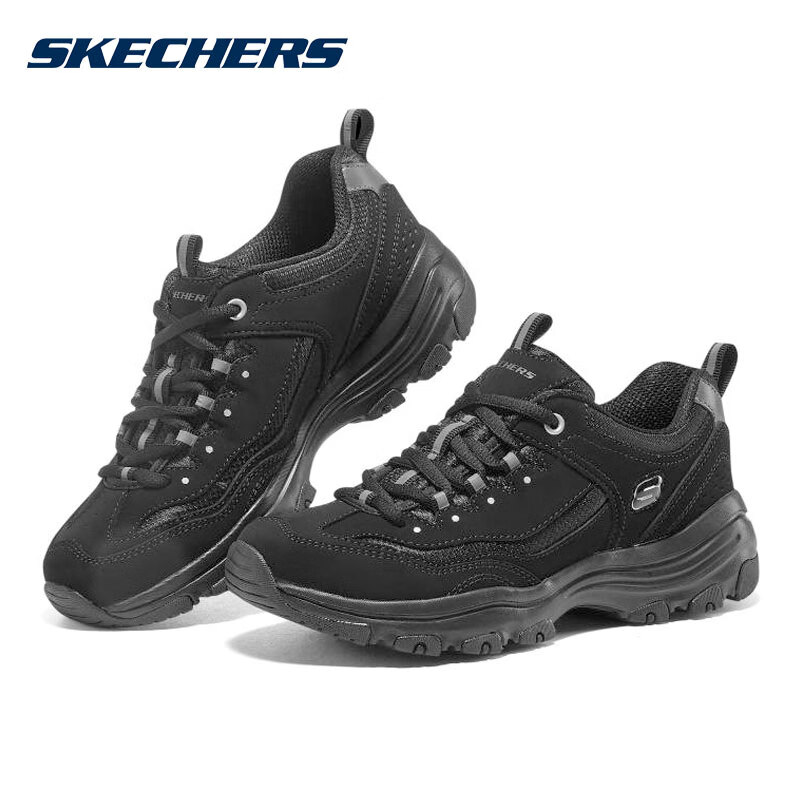 斯凯奇Skechers官方舰店低帮厚底熊猫鞋女鞋跑步健身训练运动休闲鞋 88888250-BBK