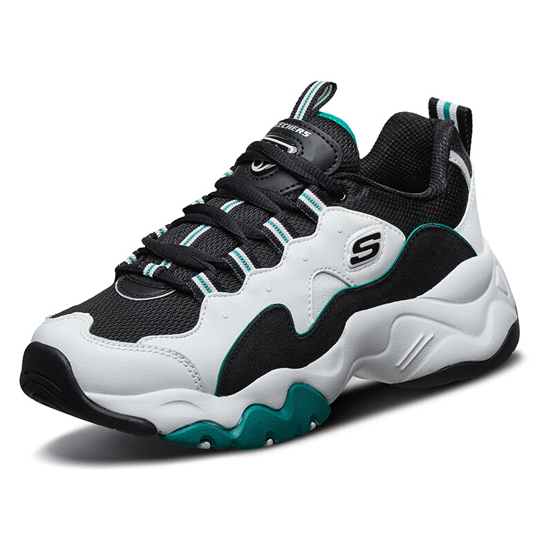 斯凯奇Skechers官方女鞋春季2025新款三代熊猫鞋百搭休闲鞋运动鞋厚底增高老爹鞋 12955-WGRN