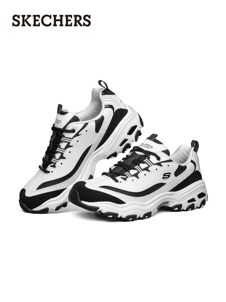 斯凯奇Skechers小白熊复古厚底老爹鞋熊猫鞋男子绑带运动鞋 52675