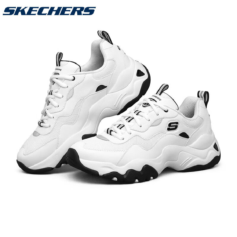 斯凯奇Skechers白色熊猫鞋男鞋 秋冬时尚厚底老爹鞋户外运动休闲小白鞋 237152-WHT