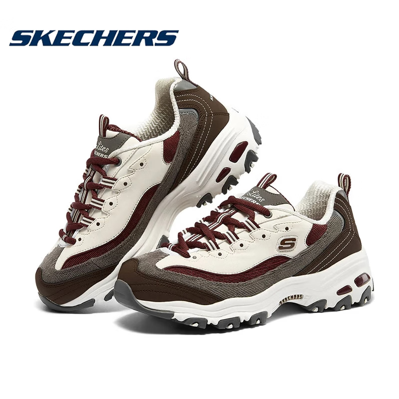 斯凯奇Skechers女鞋秋冬季新新款灯芯绒奶茶熊老爹鞋厚底增高运动休闲鞋 149906-BUGY