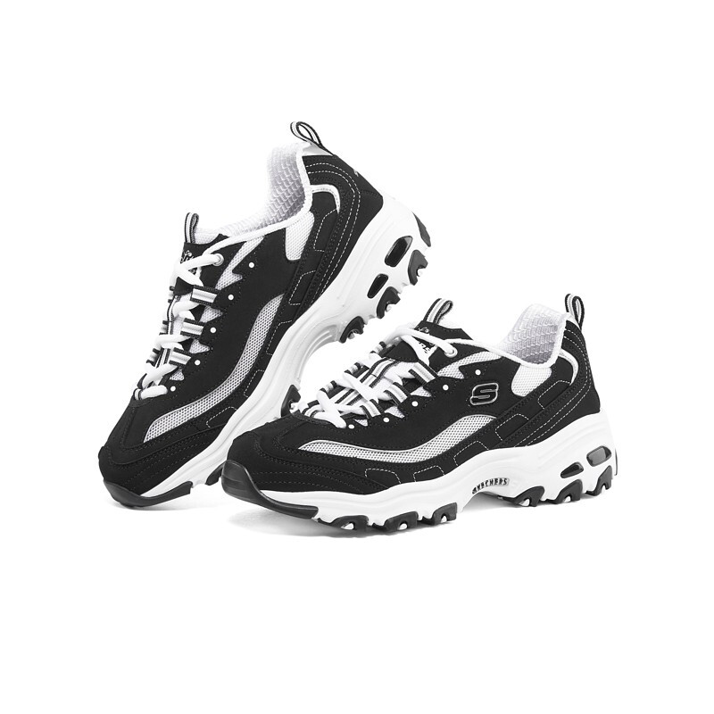 斯凯奇Skechers新款女经典复古运动休闲鞋轻便缓震熊猫鞋 896121-BKW