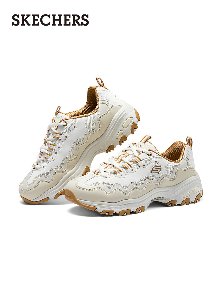 斯凯奇Skechers秋季女子黑白拼色老爹鞋休闲高回弹运动鞋 149792-NTTN