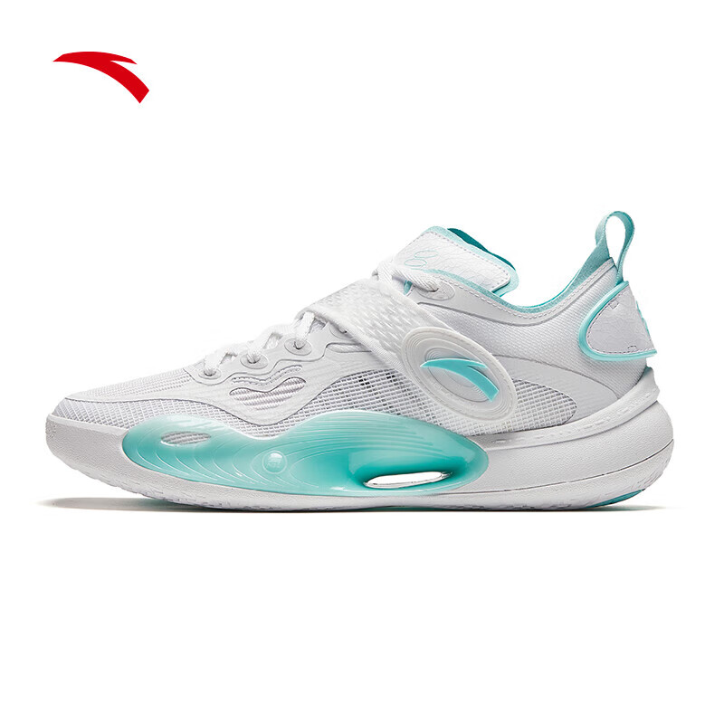 安踏【水花6】篮球鞋男汤普森秋季外场轻质实战低帮运动鞋112421108 纯净白/光蓝色-2