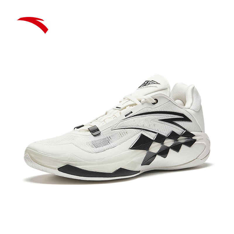 安踏（ANTA）【狂傲1】篮球鞋男氮科技稳定支撑耐磨防滑实战运动鞋 112431106 纸莎白/黑-3