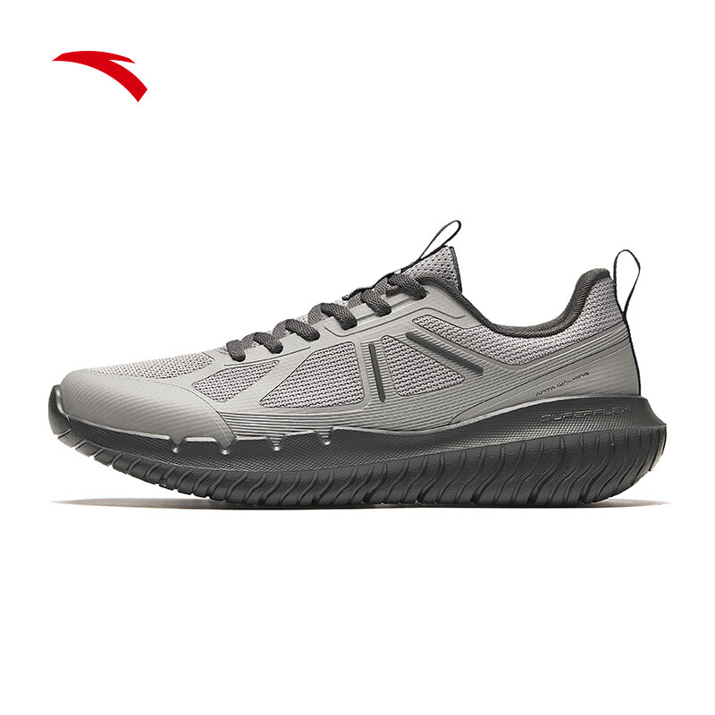 安踏训练鞋男软底舒适休闲健步鞋男商务小黑鞋运动鞋男鞋112437793 【网面】信鸽灰/城堡灰-4