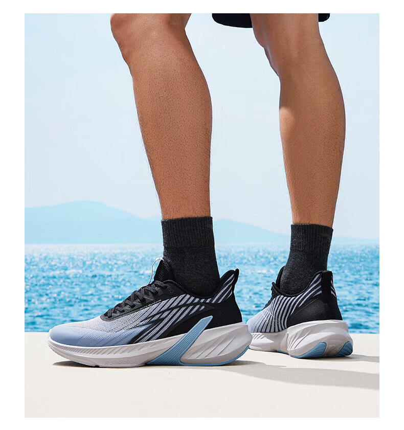 安踏（ANTA）城际丨跑步鞋男鞋网面透气缓震轻质中考体测运动鞋子112435548 象牙白/基础黑-1