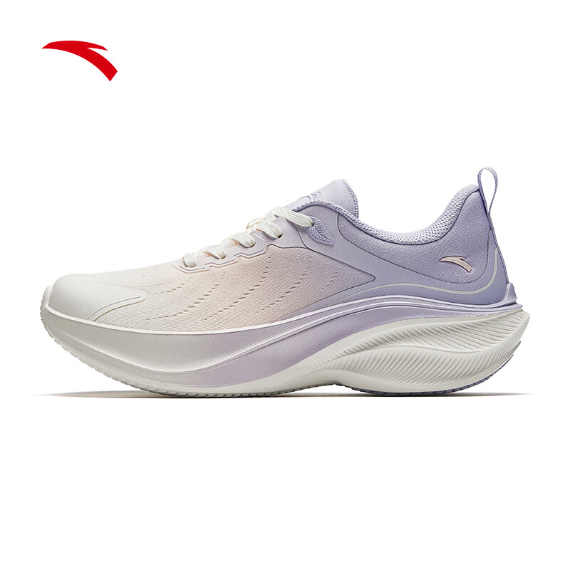 安踏叶子丨跑步鞋女轻质厚底增高运动鞋女休闲鞋子女耐磨122445535 象牙白/余粉白/薄雾浅紫-4