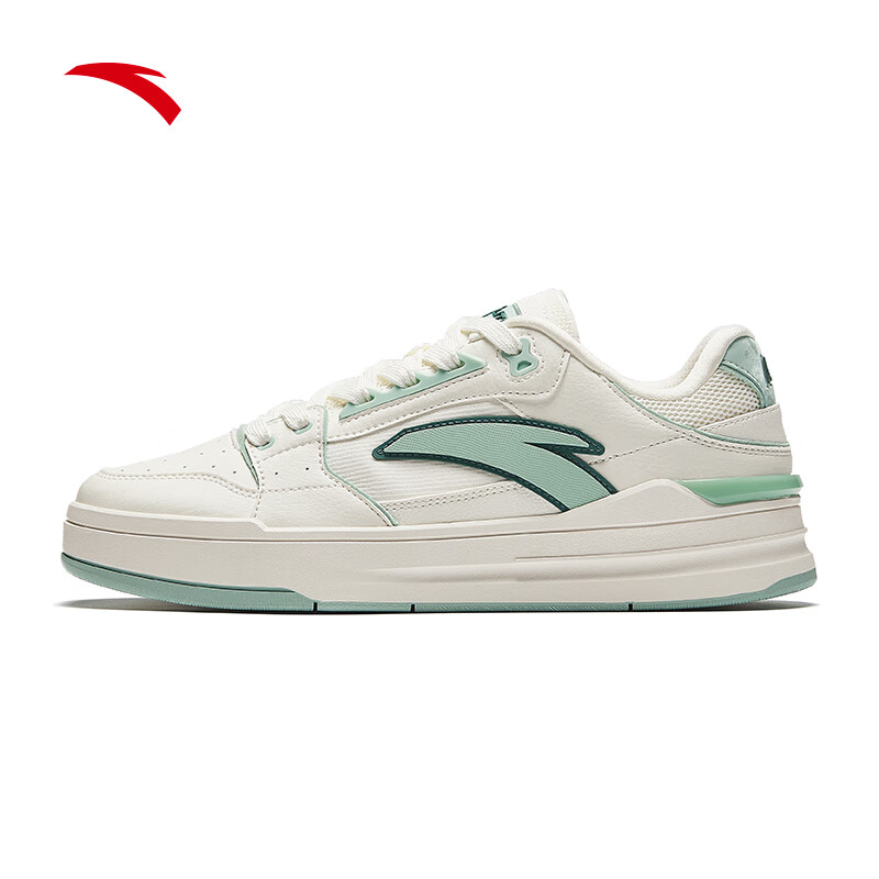 安踏街顽LITE丨王一博同款低帮板鞋撞色休闲男女同款运动鞋112438052 【男款】象牙白/雨雾青-1