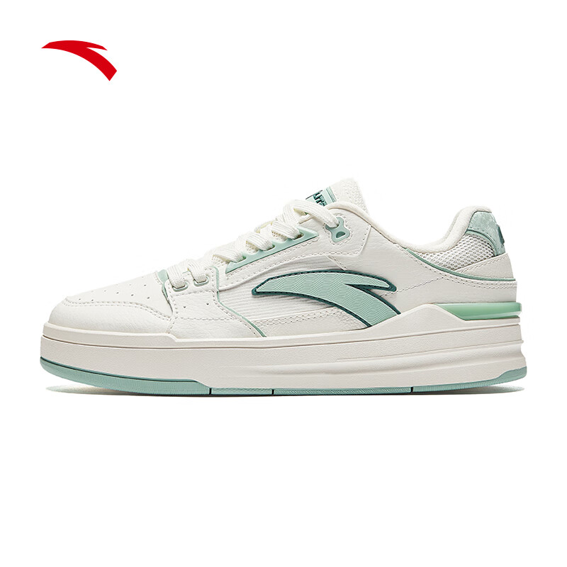 安踏街顽Lite丨王一博同款女鞋低帮板鞋撞色休闲运动鞋女122438052 象牙白/雨雾青-1