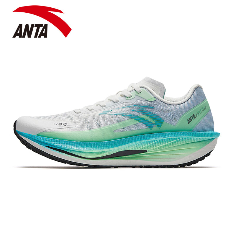 安踏火箭6代PRO氮科技运动鞋子2024秋冬季专业竞速跑步鞋男112445563 -2纸莎白/水天蓝