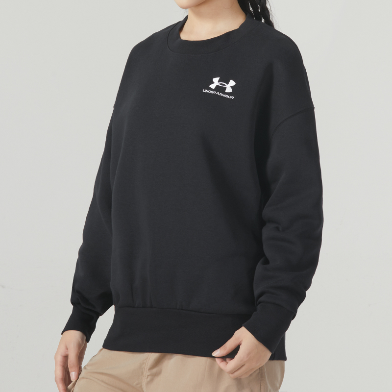 UA安德玛Essential 女子圆领卫衣宽松加绒休闲上衣透气舒适套头衫1379475