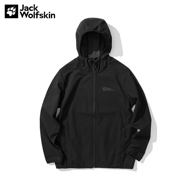 Jack Wolfskin狼爪软壳夹克男秋冬户外运动休闲登山舒适宽松大码透气外套上衣男 5032071-6000 黑色
