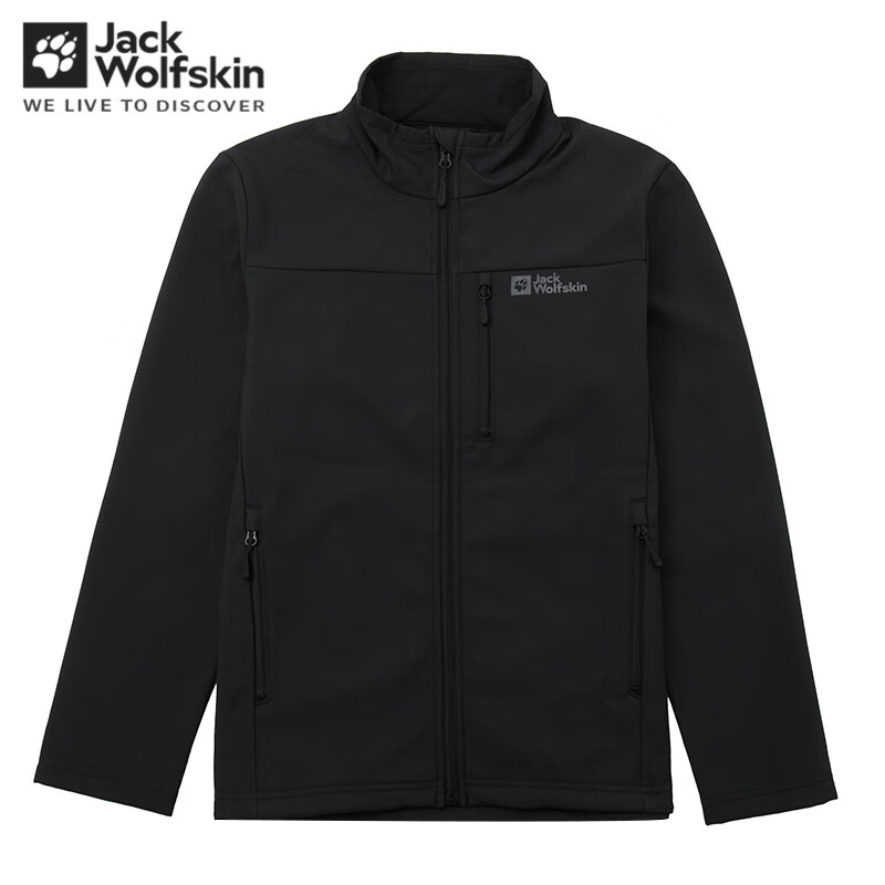 Jack Wolfskin狼爪夹克男24秋冬新款户外运动防风防泼水徒步登山软壳夹克外套 A62521A-6000 黑色