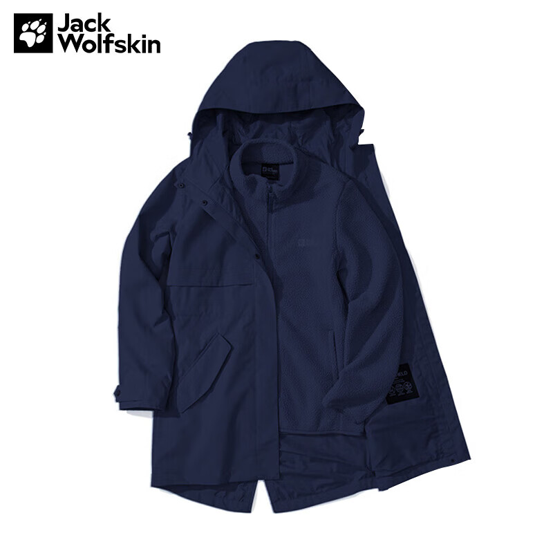 Jack Wolfskin狼爪夹克女秋冬运动户外舒适加厚抓绒内胆三合一女5322241-1010 宝蓝色