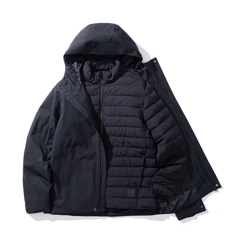 狼爪（Jack Wolfskin）2024秋冬冲锋衣男士户外羽绒三合一夹克外套A62265-C0413 深海军蓝