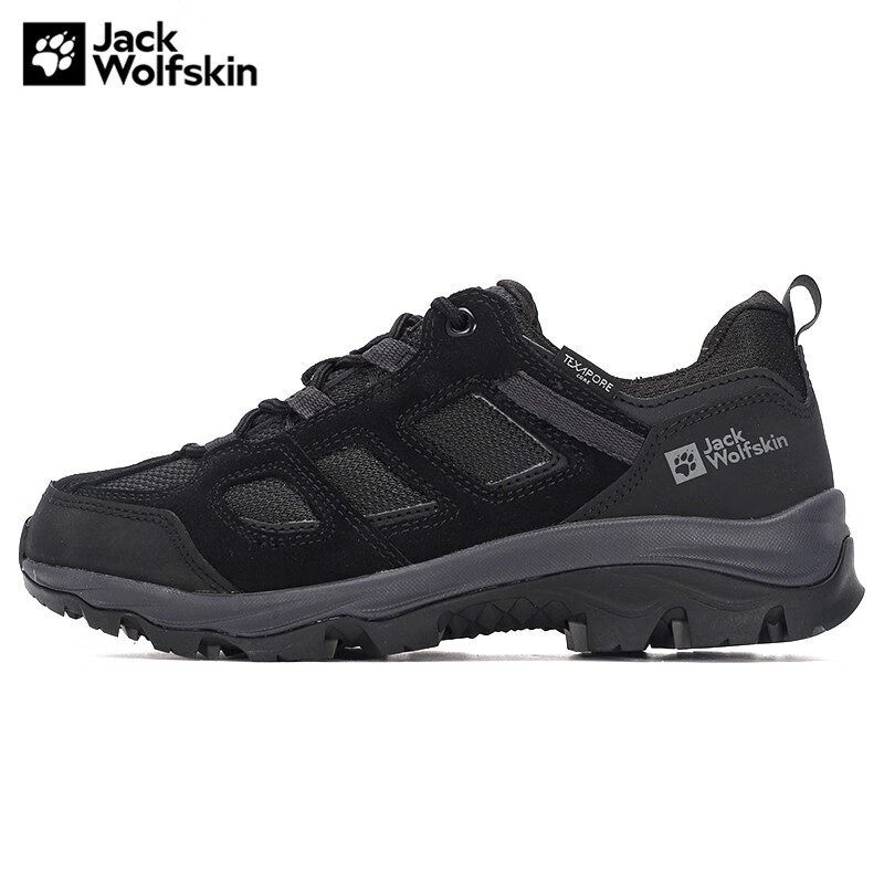Jack Wolfskin狼爪徒步鞋女鞋秋冬户外耐磨防滑低帮橡胶大底徒步鞋 4042451-6000 黑色