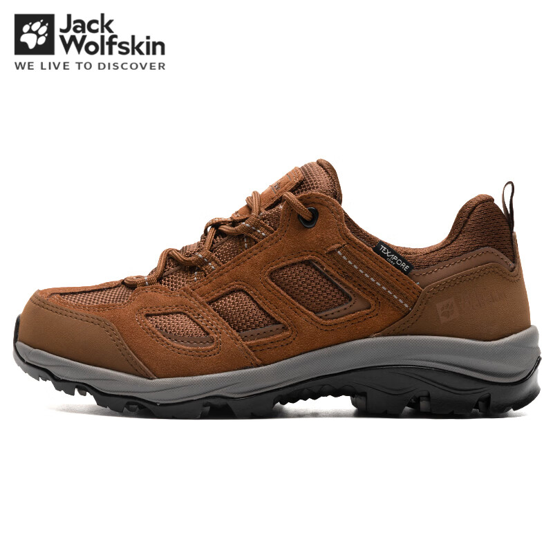 Jack Wolfskin狼爪徒步鞋女鞋秋冬户外耐磨防滑低帮橡胶大底徒步鞋 4042451-5442 松鼠棕