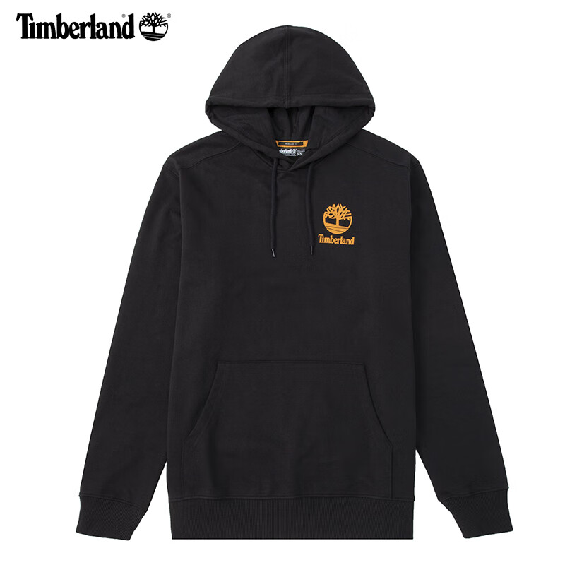 Timberland添柏岚卫衣男连帽秋冬户外徒步登山休闲宽松印花套头针织上衣 A2FV7001/黑色